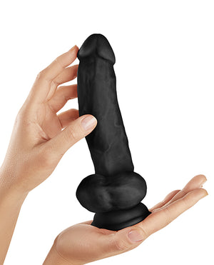 Shaft Model N Flexskin Liquid Silicone 9.5" Side Curve Dong w/Balls - Black - Image 3