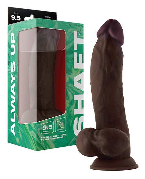 Shaft Shaft Model N Flexskin Liquid Silicone 9.5" Side Curve Dong w/Balls - Mahogany