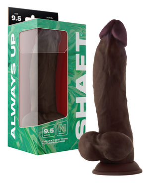 Shaft Shaft Model N Flexskin Liquid Silicone 9.5" Side Curve Dong w/Balls - Mahogany
