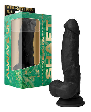 Shaft Shaft Flexskin Liquid Silicone 8.5" Vibrating Side Curve Dong w/Balls - Black