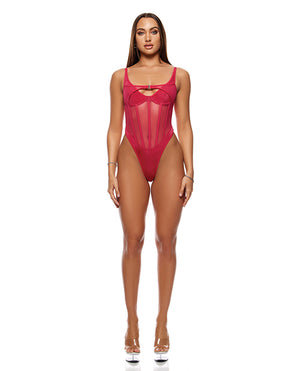 Forplay Layers To This Mesh and Knit Teddy - Pink SM