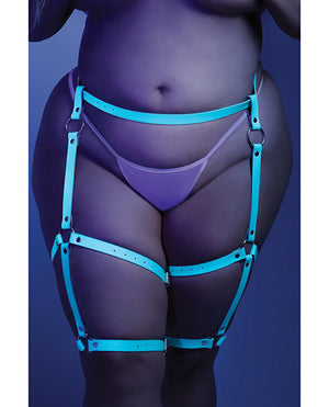 Glow by Fantasy Lingerie Glow Buckle Up Glow in the Dark Leg Harness Light Blue O/S - Image 4