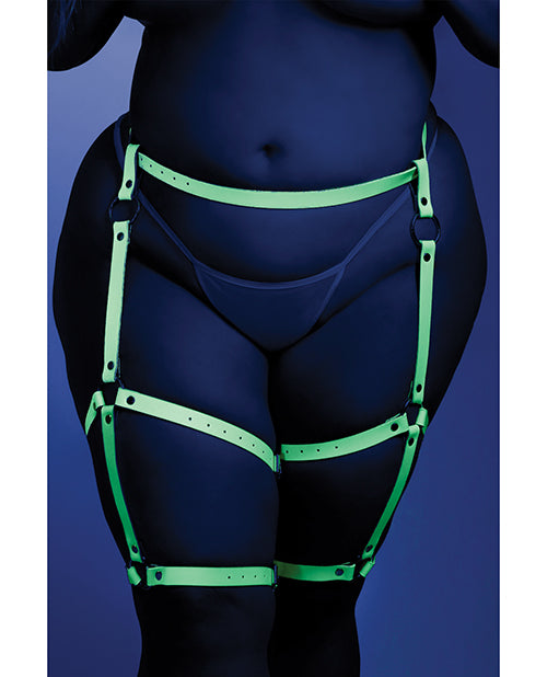 Glow by Fantasy Lingerie Glow Buckle Up Glow in the Dark Leg Harness Light Blue O/S