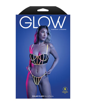 Solar Flare Flash Reflective Binding Underwire Bra & Thong - Black L/XL - Image 3