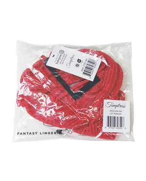 Temptress Calliope Striped Sheer Floral Lace Zippered Teddy - Coral L/XL - Image 4