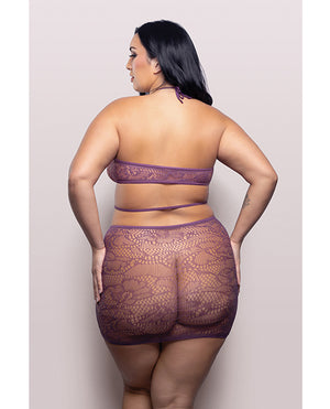 Vixen by Fantasy Lingerie Vixen Focus On Me Halter Dress w/Key Ring Details - Purple QN - Image 2