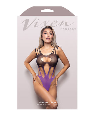 Vixen by Fantasy Lingerie Vixen Take Me There Cut Out Teddy - Black/Purple O/S - Image 3