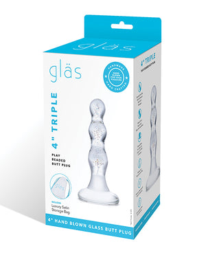 Glas Glas Triple Play Beaded Butt Plug - Clear - Image 2