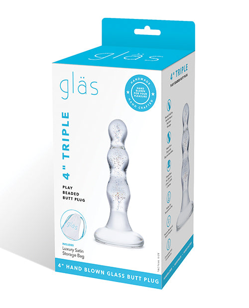 Glas Glas Triple Play Beaded Butt Plug - Clear - Image 2