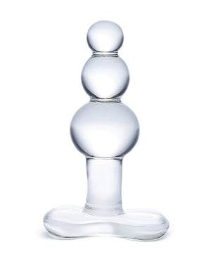 Glas Glas 4" Beaded Glass Butt Plug w/Tapered Base - Clear - Image 2