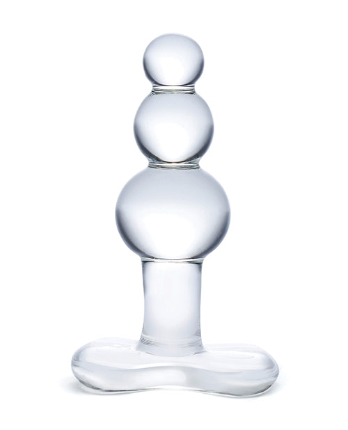 Glas Glas 4" Beaded Glass Butt Plug w/Tapered Base - Clear - Image 2