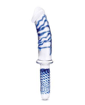 Glas Glas 11" Realistic Double Ended Glass Dildo w/Handle - Blue - Image 4