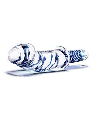 Glas Glas 11" Realistic Double Ended Glass Dildo w/Handle - Blue