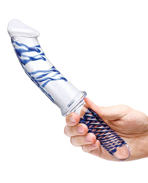 Glas Glas 11" Realistic Double Ended Glass Dildo w/Handle - Blue - Image 2