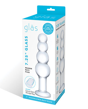 Glas Glas 7.25" Glass Beaded Butt Plug - Clear - Image 3