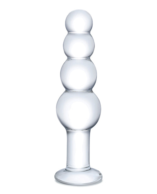 Glas Glas 7.25" Glass Beaded Butt Plug - Clear