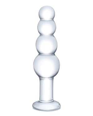 Glas Glas 7.25" Glass Beaded Butt Plug - Clear