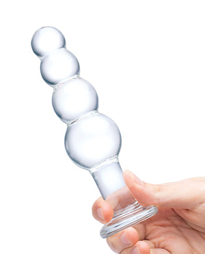 Glas Glas 7.25" Glass Beaded Butt Plug - Clear - Image 4