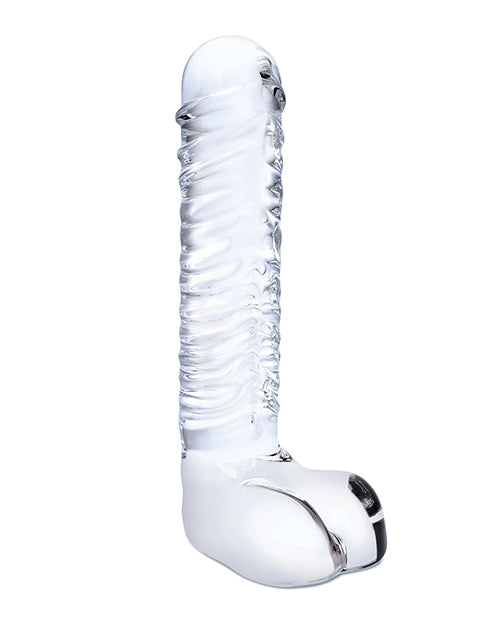 Glas Glas 8" Realistic Ribbed Glass G-Spot Dildo w/Balls - Clear - Image 2