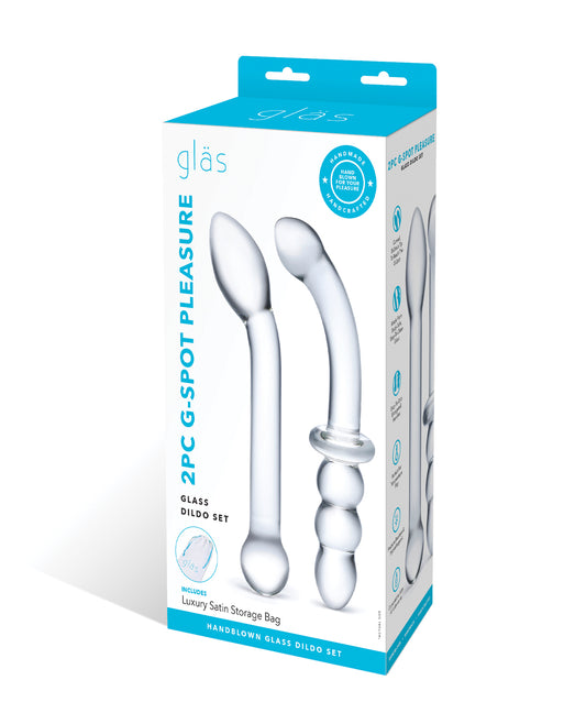 Glas Glas 2 pc G-Spot Pleasure Glass Dildo Set - Clear - Image 2