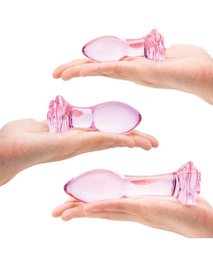 Glas Glas 3 pc Rosebud Butt Plug Set - Pink - Image 4