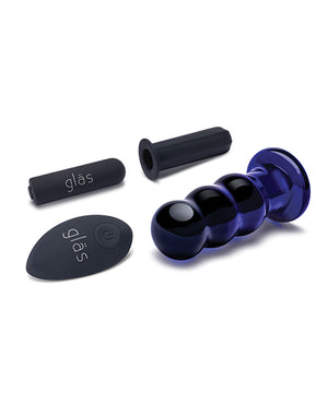 Glas Glas 3.5" Rechargeable Vibrating Beaded Butt Plug - Blue - Image 3