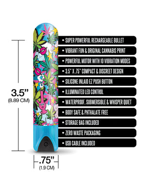 Prints Charming Buzzed 3.5" Rechargeable Bullet - Stoner Chick Blue - Image 5