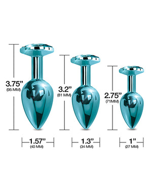 Nixie Nixie Metal Butt Plug Trainer Set w/Inlaid Jewel - Blue Metallic - Image 4