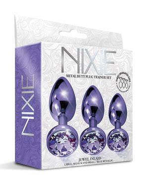 Nixie Nixie Metal Butt Plug Trainer Set w/Inlaid Jewel - Purple Metallic
