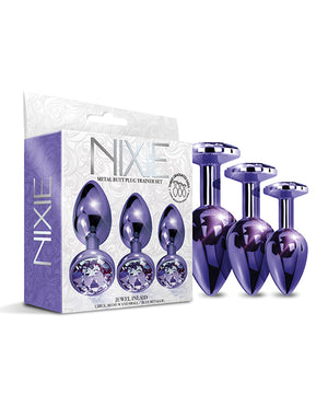 Nixie Nixie Metal Butt Plug Trainer Set w/Inlaid Jewel - Purple Metallic - Image 2