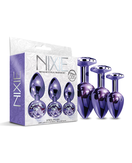 Nixie Nixie Metal Butt Plug Trainer Set w/Inlaid Jewel - Purple Metallic - Image 2