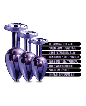 Nixie Nixie Metal Butt Plug Trainer Set w/Inlaid Jewel - Purple Metallic - Image 5