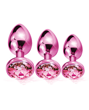 Nixie Nixie Metal Butt Plug Trainer Set w/Inlaid Jewel - Pink Metallic