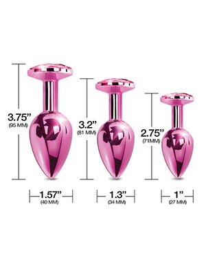Nixie Nixie Metal Butt Plug Trainer Set w/Inlaid Jewel - Pink Metallic - Image 4