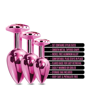 Nixie Nixie Metal Butt Plug Trainer Set w/Inlaid Jewel - Pink Metallic - Image 5