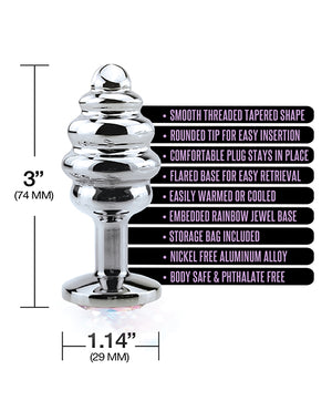Nixie Nixie Honey Dipper Ribbed Metal Rainbow Jeweled Butt Plug - Small - Image 3