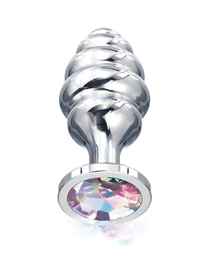 Nixie Nixie Honey Dipper Ribbed Metal Rainbow Jeweled Butt Plug - Medium - Image 2