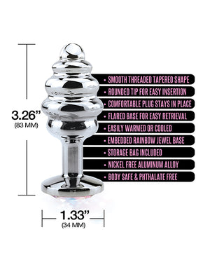 Nixie Nixie Honey Dipper Ribbed Metal Rainbow Jeweled Butt Plug - Medium - Image 3