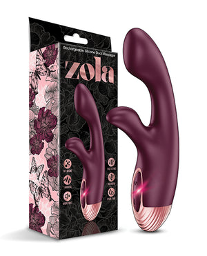 Zola Zola Rechargeable Silicone Dual Massager - Burgundy/Rose Gold - Image 2