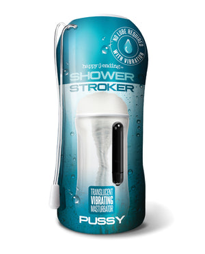 Happy Ending Shower Stroker Vibrating Pussy - Clear - Image 5