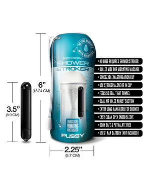 Happy Ending Shower Stroker Vibrating Pussy - Clear - Image 3