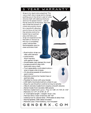 Gender X Gender X Snuggle Up Dual Motor Strap On Vibe w/Harness - Blue - Image 2