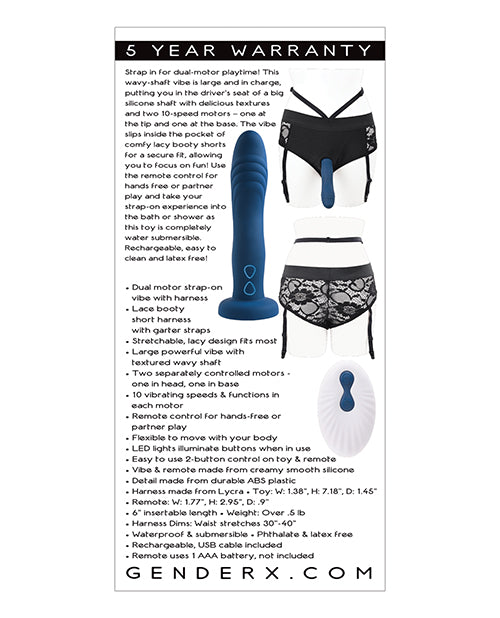 Gender X Gender X Snuggle Up Dual Motor Strap On Vibe w/Harness - Blue - Image 2