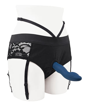 Gender X Gender X Snuggle Up Dual Motor Strap On Vibe w/Harness - Blue - Image 3