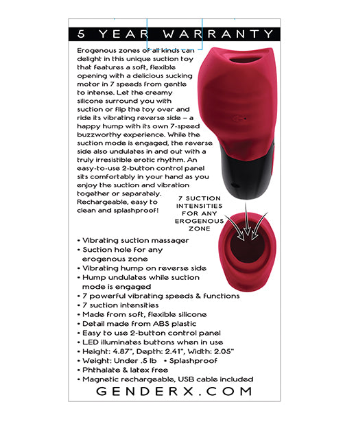 Gender X Gender X Body Kisses Vibrating Suction Massager - Red/Black - Image 2