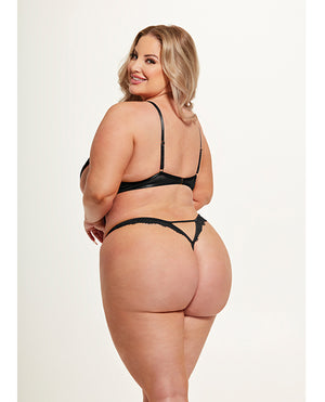 Nadia Lace & Mesh Cutout Teddy - Black 1X/2X - Image 2