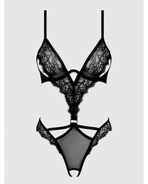 Nadia Lace & Mesh Cutout Teddy - Black 1X/2X - Image 3