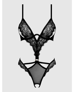 House of Desire Nadia Lace &amp; Mesh Cutout Teddy - Black LG - Image 4