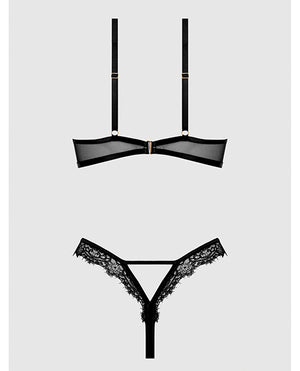 House of Desire Nadia Lace &amp; Mesh Cutout Teddy - Black LG - Image 5