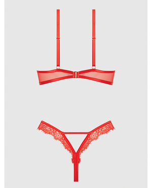 Nadia Lace & Mesh Cutout Teddy - Grenadine Dark Orange XL
